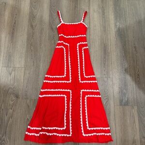 NWT La Maise Studio Amelia Square neck red maxi dress XS P